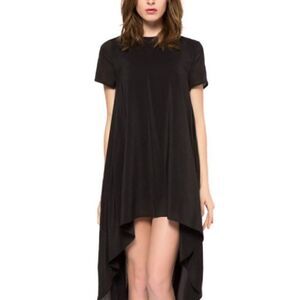 Small Black Short Sleeve High - Low Dress